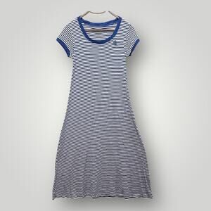 Lauren by Ralph Lauren Tshirt Dress Size Small Blue White Stripped Crew Neck